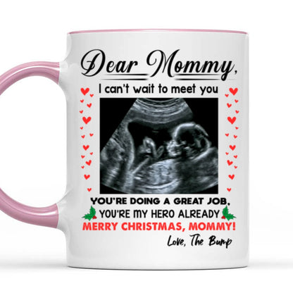 You're My Hero Christmas Accent Mug Personalized Gift For Expecting Mom