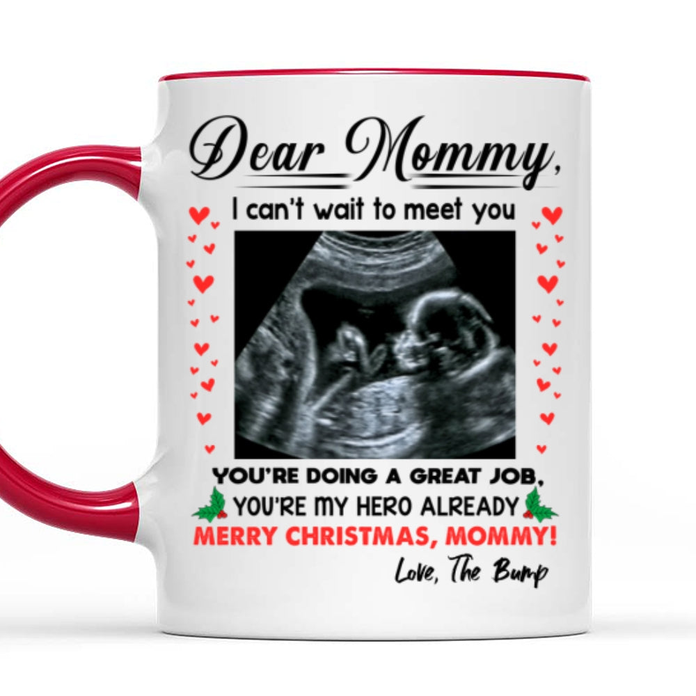 You're My Hero Christmas Accent Mug Personalized Gift For Expecting Mom