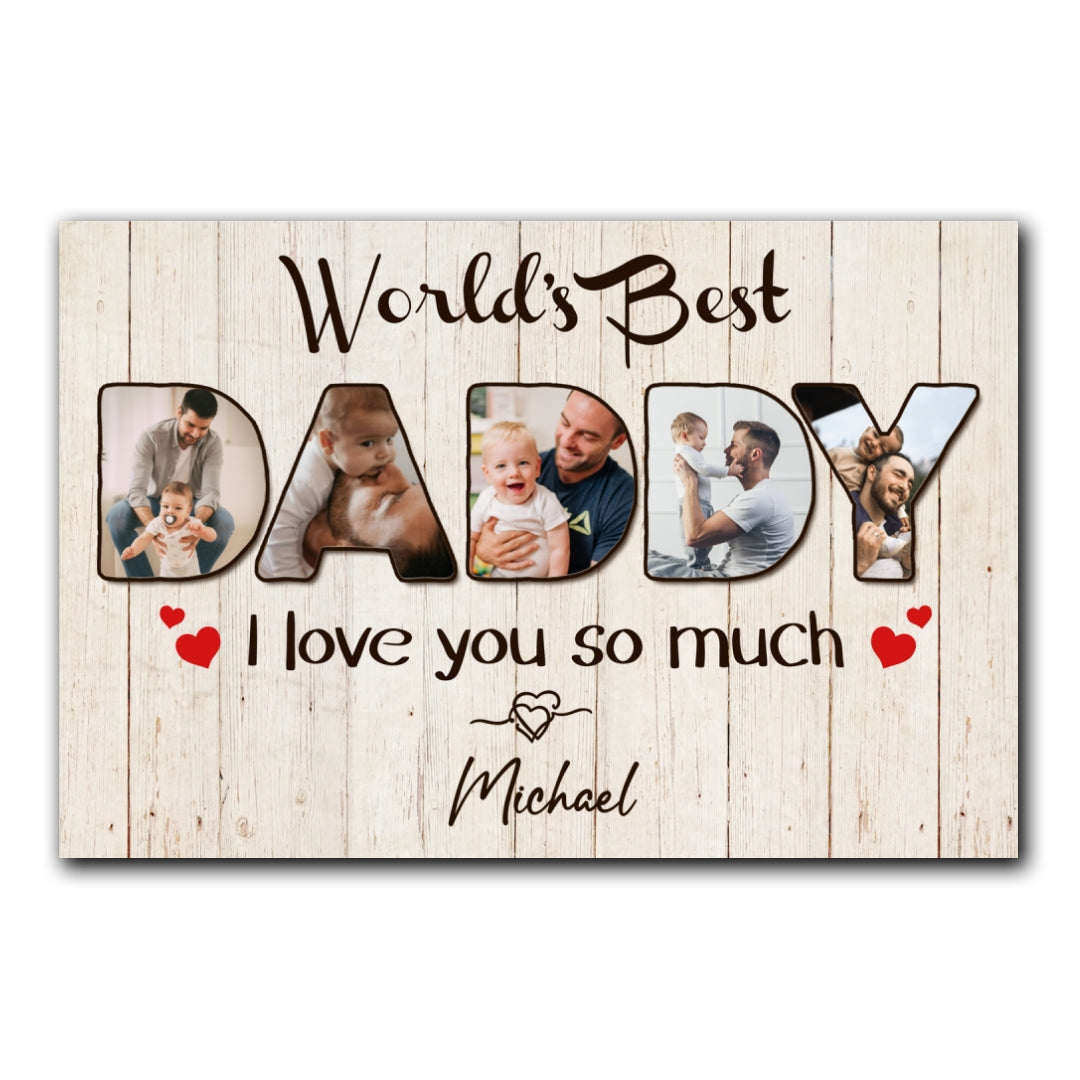 World's Best Daddy Personalized Photo Canvas Gift For Dad