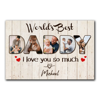 World's Best Daddy Personalized Photo Canvas Gift For Dad