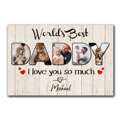 World's Best Daddy Personalized Photo Canvas Gift For Dad