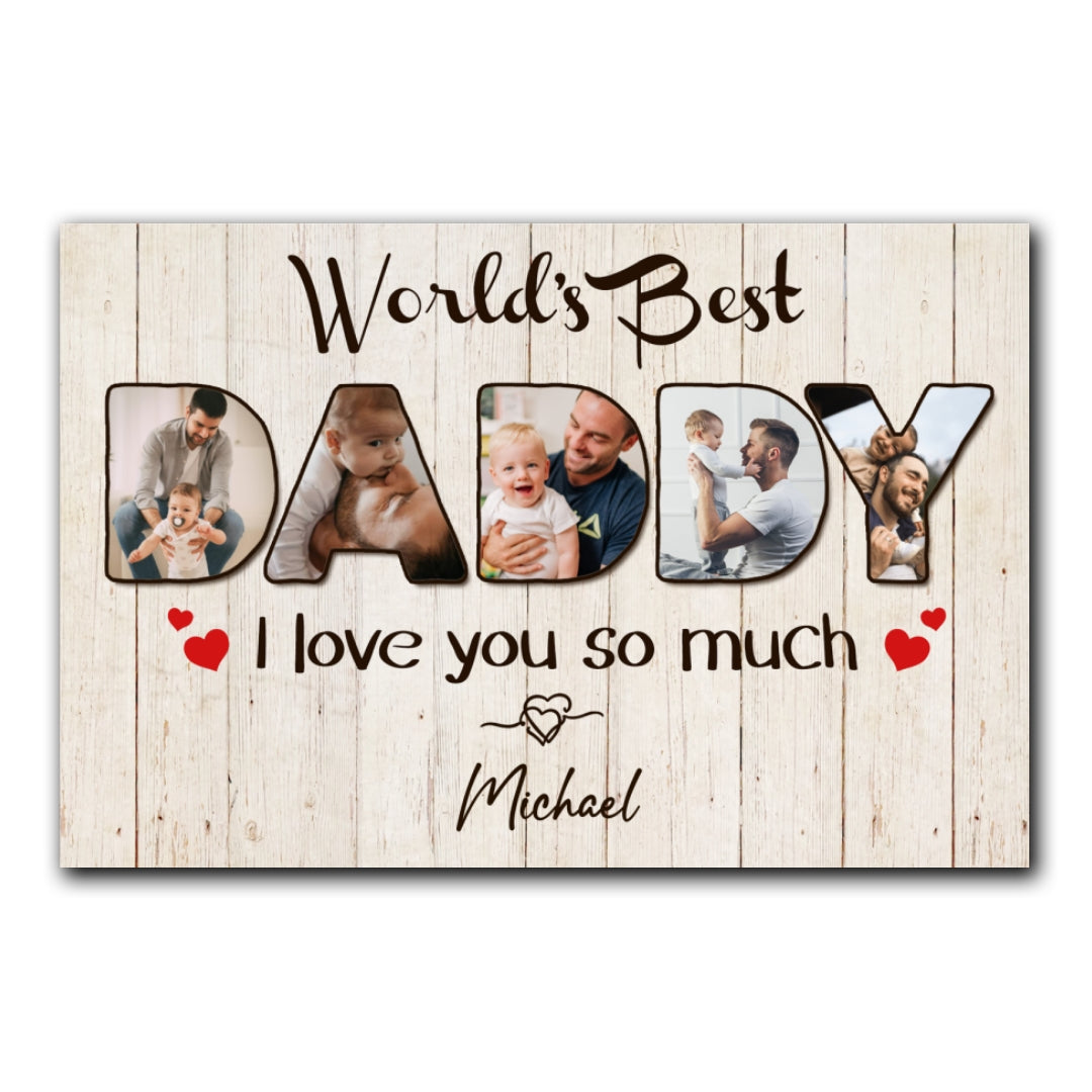 World's Best Daddy Personalized Photo Canvas Gift For Dad