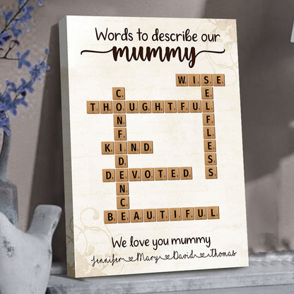 Words To Describe Mummy Crossword Canvas Personalized Gift For Mum