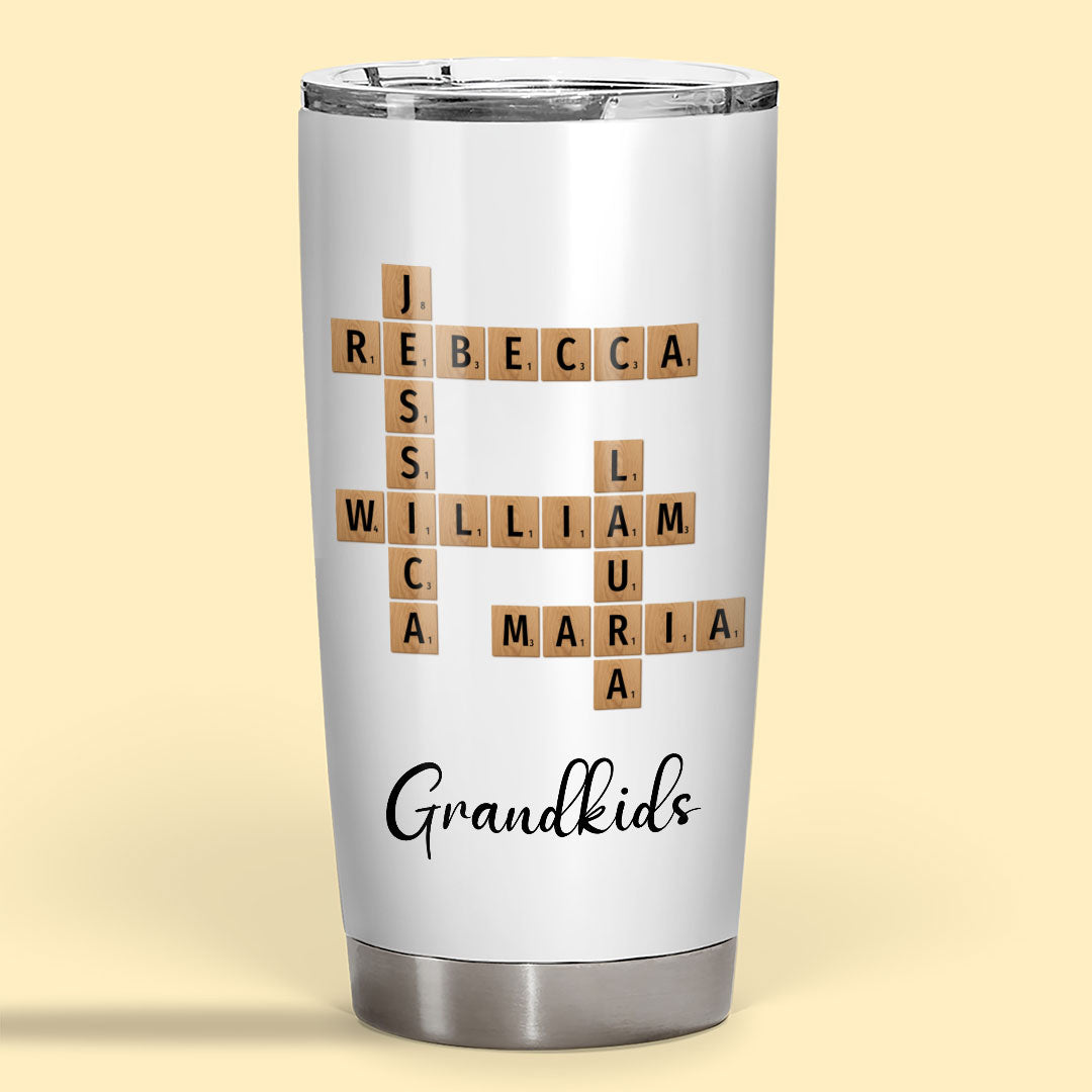 Grandkids Crossword Puzzle Tumbler Personalized Gift For Grandparents