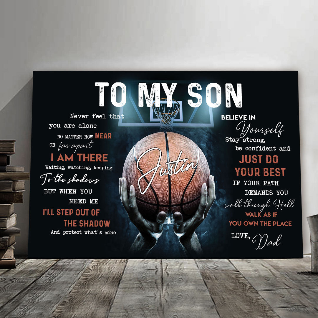 Personalized Basketball Gift To My Son From Dad Canvas Gift For Son