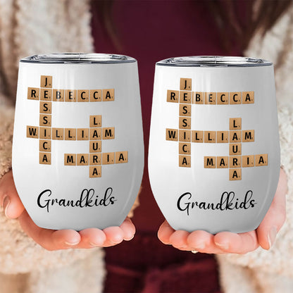 Grandkids Crossword Puzzle Tumbler Personalized Gift For Grandparents