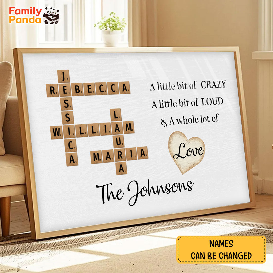 A Whole Lot Of Love Crossword Poster Personalized Gift For Family