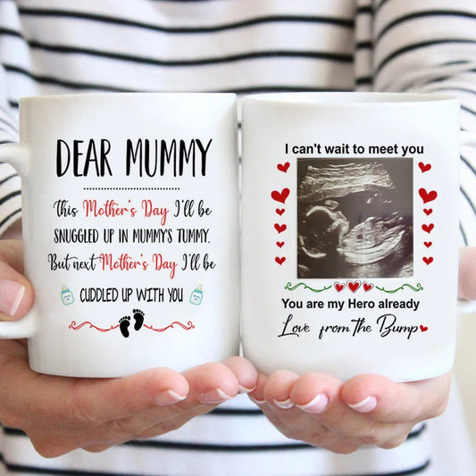 Personalized Mother's Day Ultrasound Mummy Snuggled Mug Gift For Expecting Mom