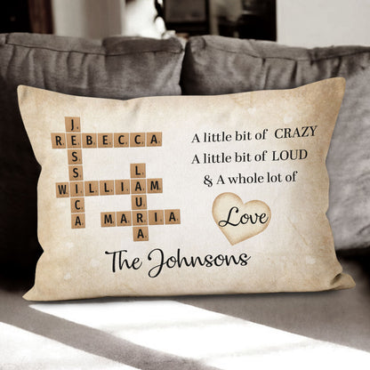 A Whole Lot Of Love Crossword Pillow Personalized Gift For Family