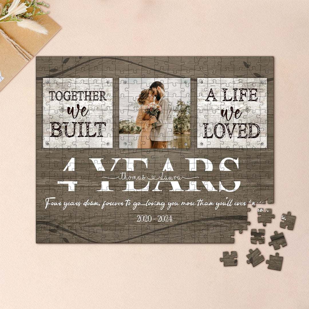 4th Anniversary Couple Together We Built A Life Personalized Puzzle