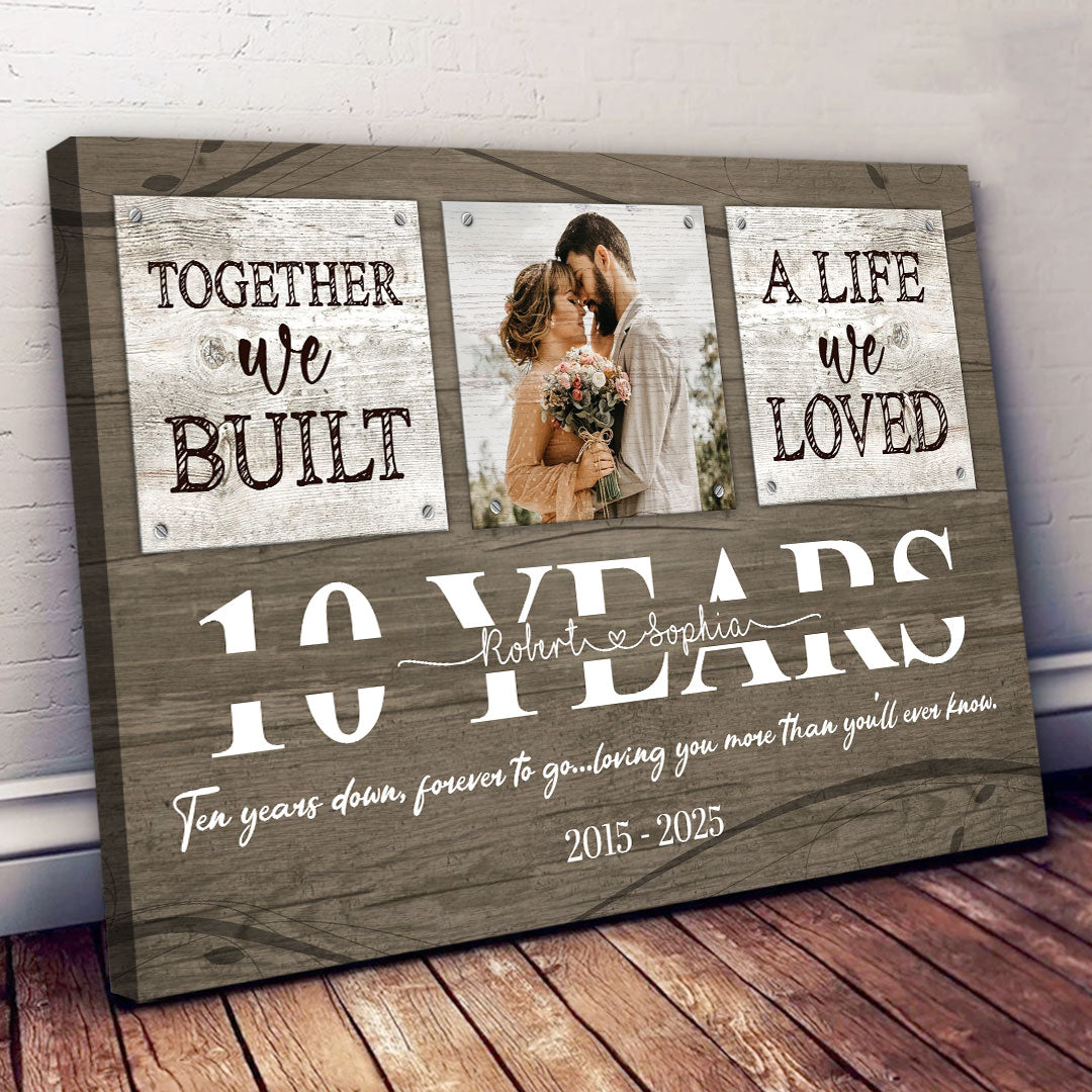 10 Years Together Canvas Personalized Anniversary Gift For Her For Him