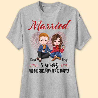 Married 5 Years Matching T-shirt Personalized Anniversary Gift For Couple