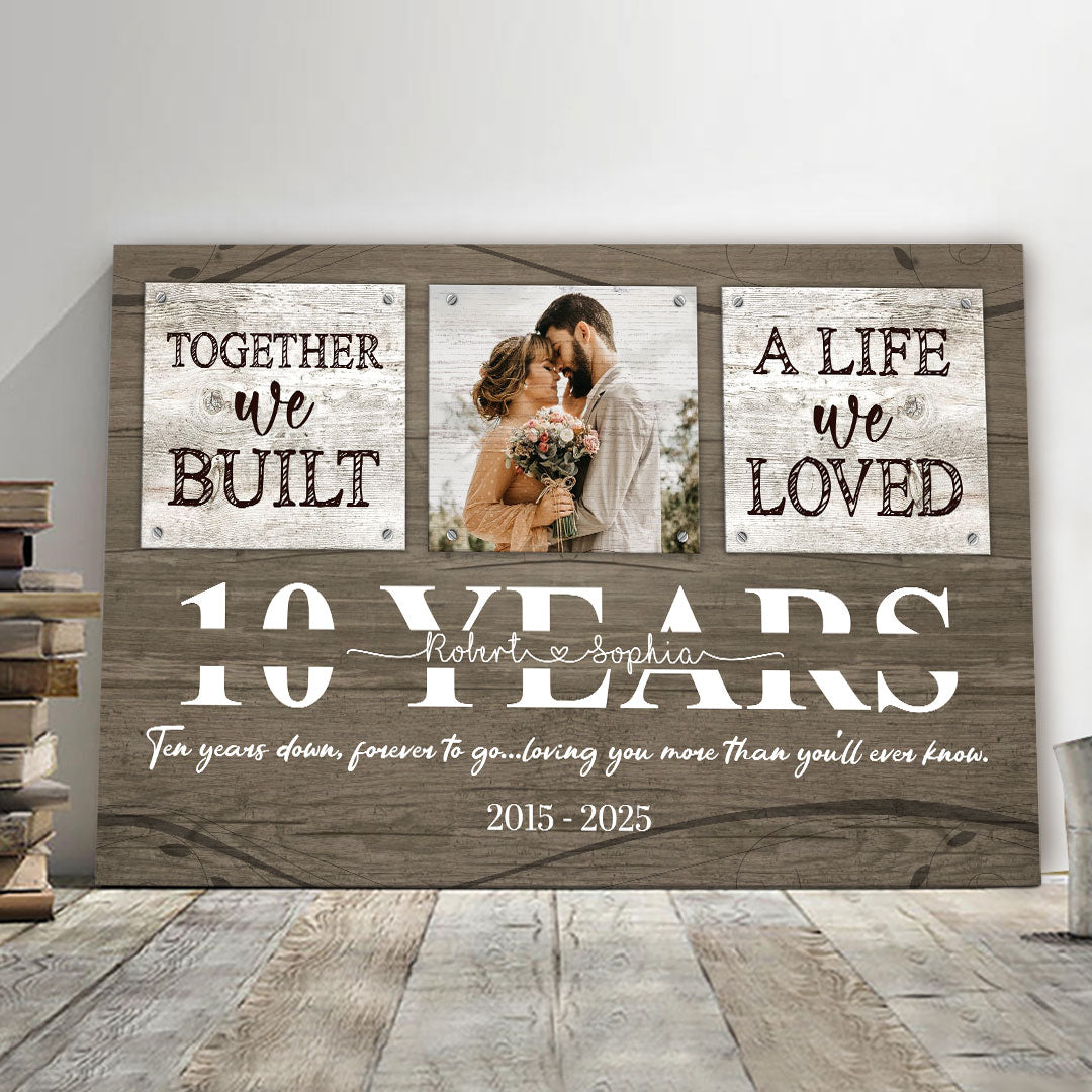 10 Years Together Canvas Personalized Anniversary Gift For Her For Him