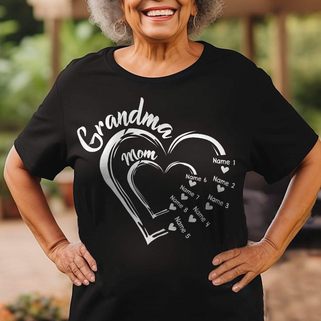 Grandma Mom Heart Meaningful T-shirt Personalized Gift For Grandma