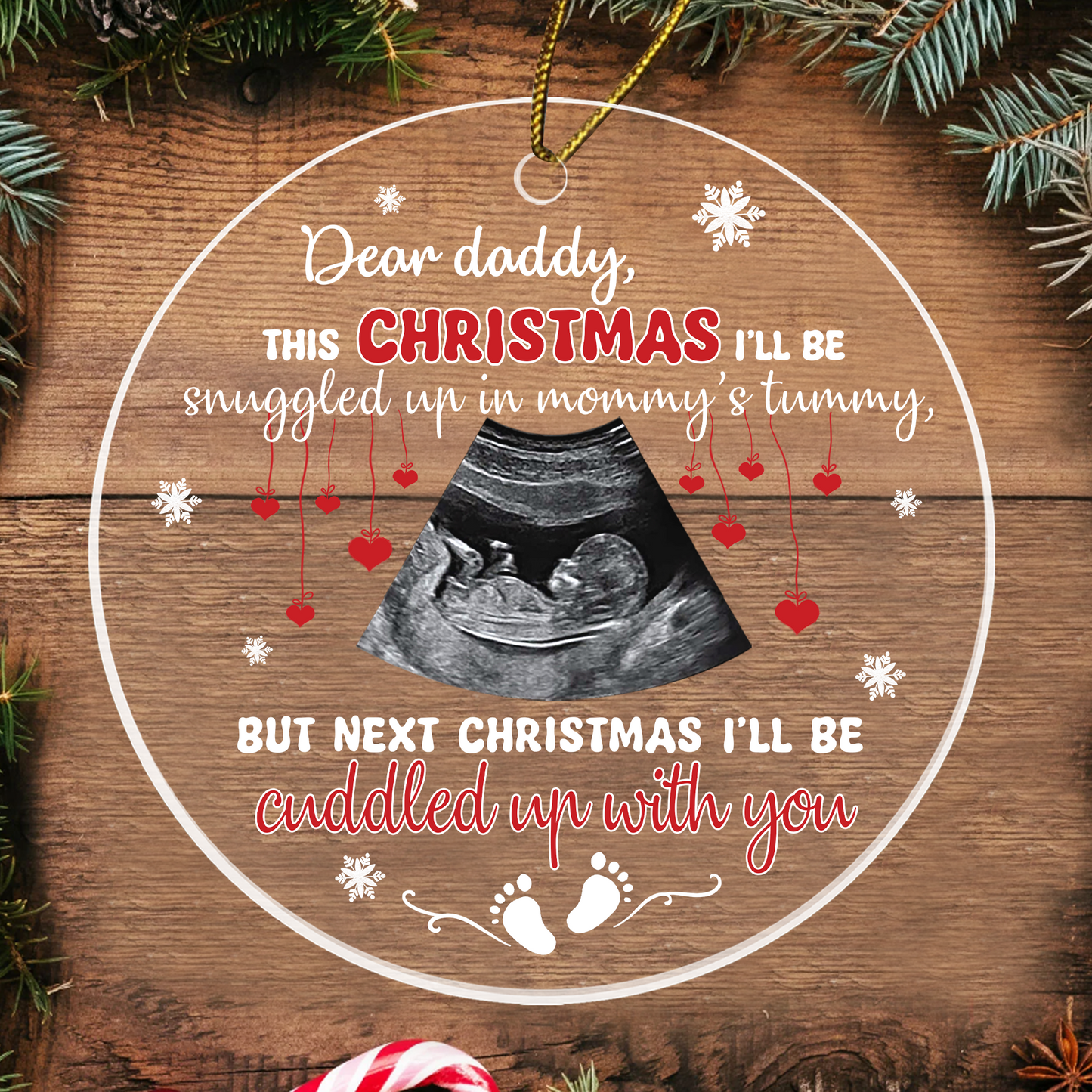 Be Cuddled Up Next Xmas Ornament Personalized Gift For Expecting Dad