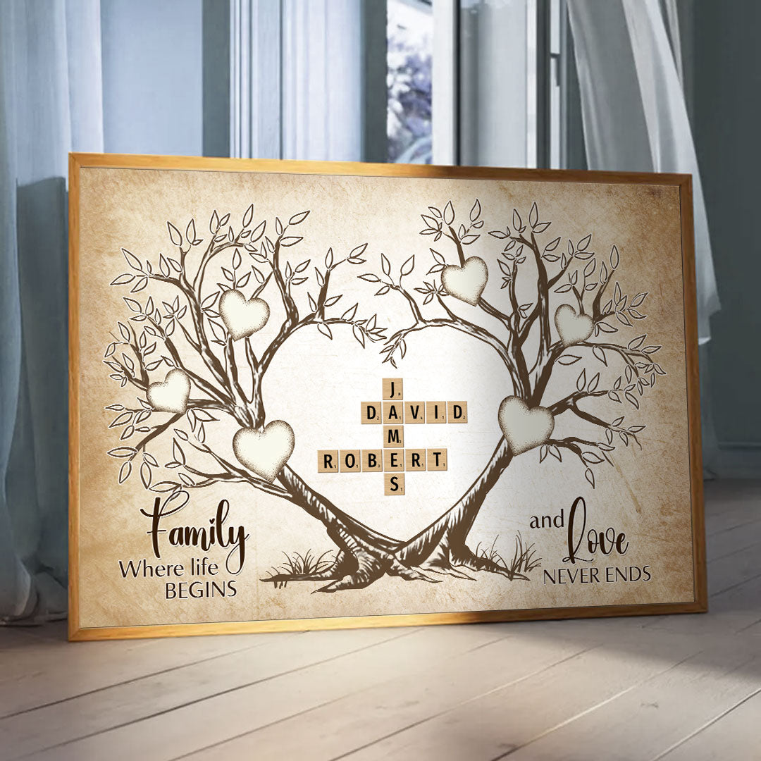 Love Never Ends Crossword Puzzle Poster Personalized Gift For Family