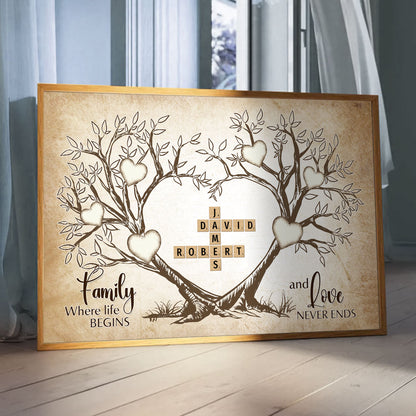 Love Never Ends Crossword Puzzle Poster Personalized Gift For Family