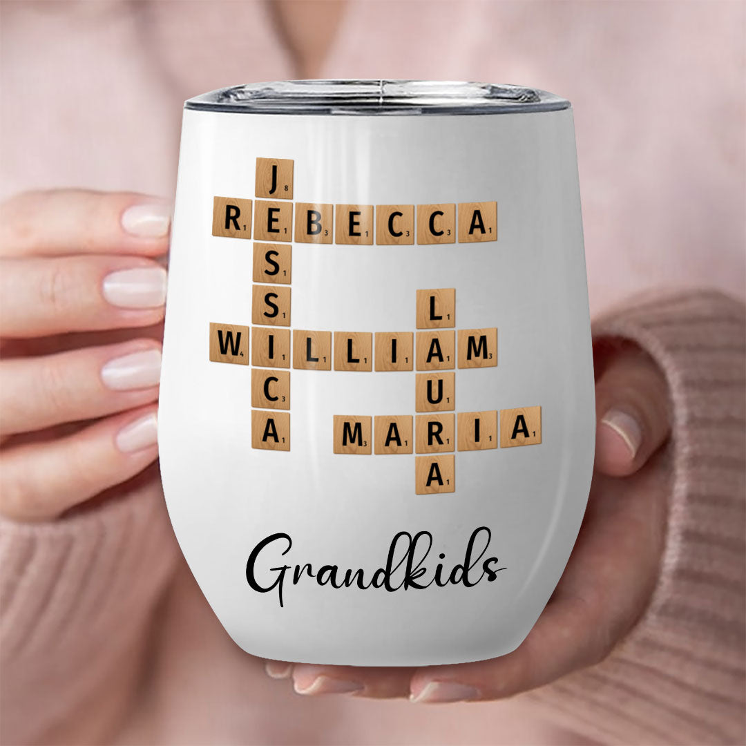 Grandkids Crossword Puzzle Tumbler Personalized Gift For Grandparents