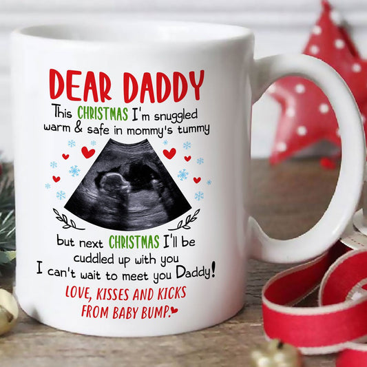 Personalized Christmas Gift For Dad To Be Cant Wait To Meet You Mug