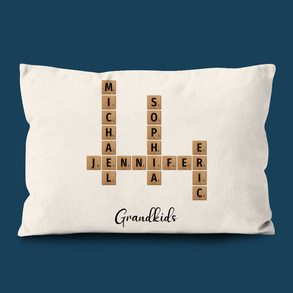 Grandkids Crossword Puzzle Pillow Personalized Gift For Grandparents