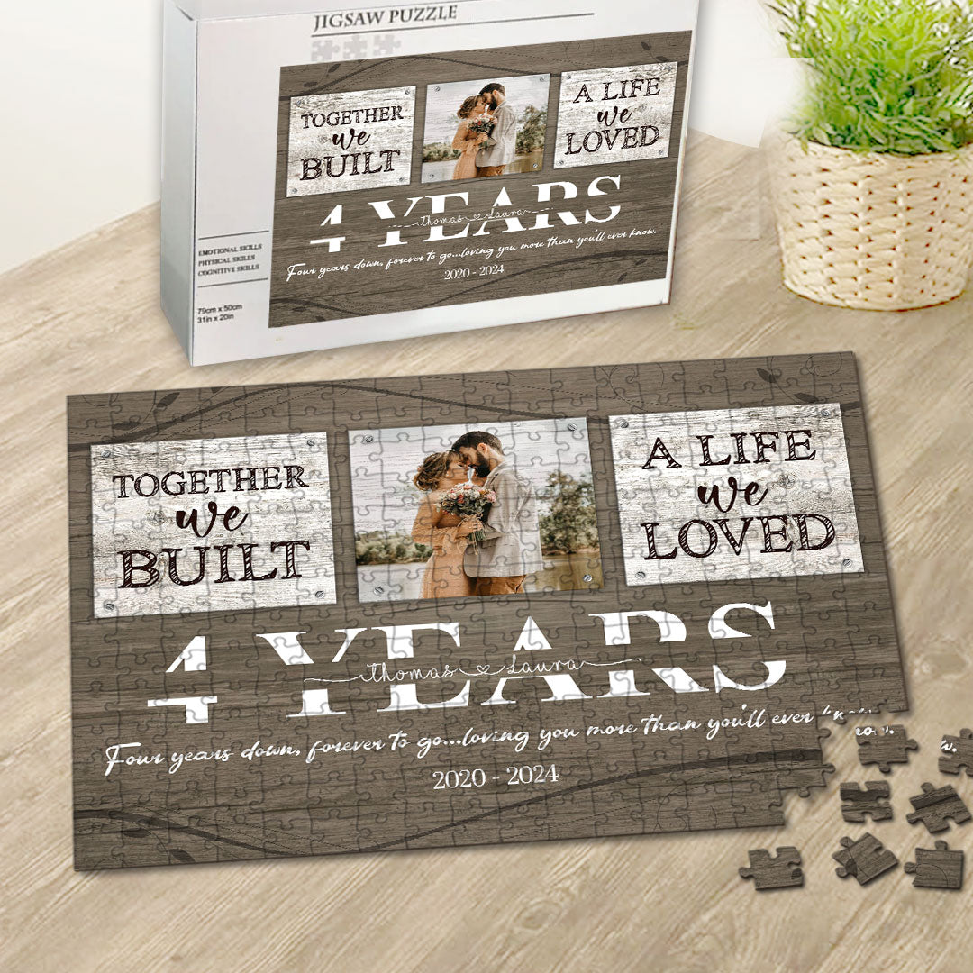 4th Anniversary Couple Together We Built A Life Personalized Puzzle