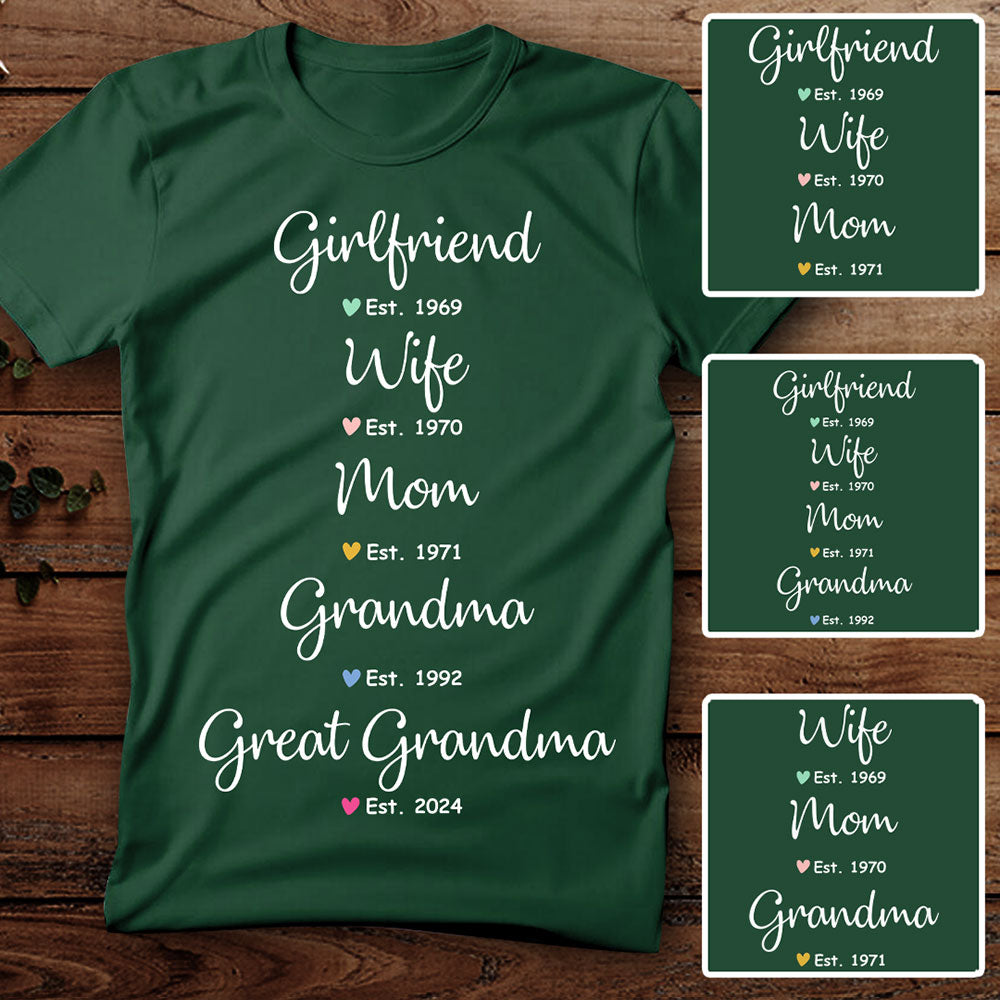 Wife Mom Grandma Shirt - Personalized Gifts For Mother & Grandmother