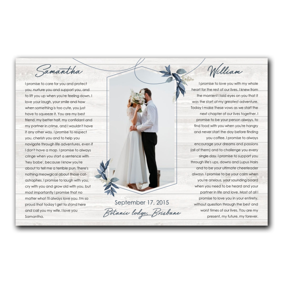 Couple Wedding Anniversary Vow Renewal Vows Personalized Canvas
