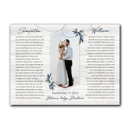 Couple Wedding Anniversary Vow Renewal Vows Personalized Canvas