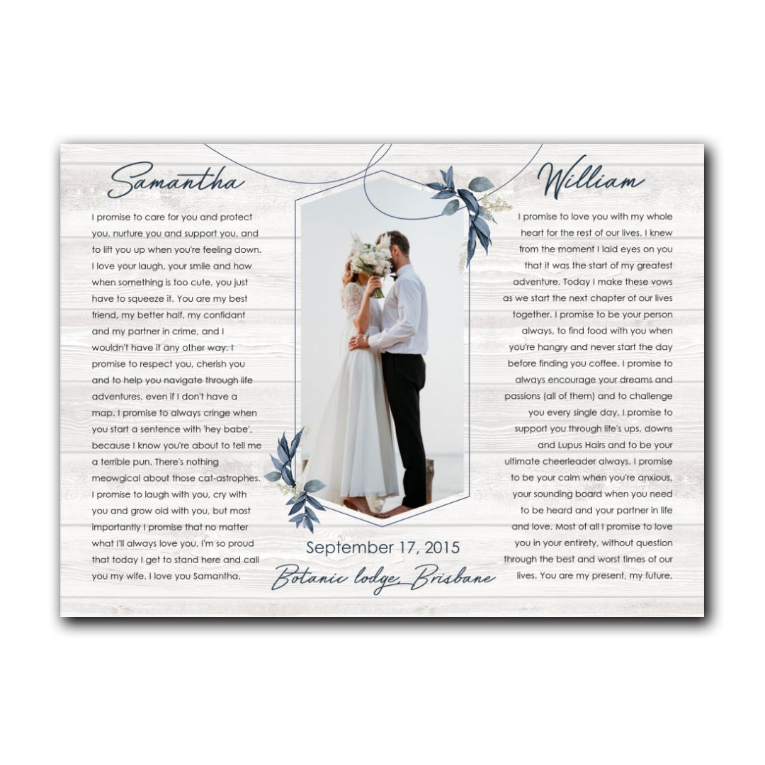 Couple Wedding Anniversary Vow Renewal Vows Personalized Canvas