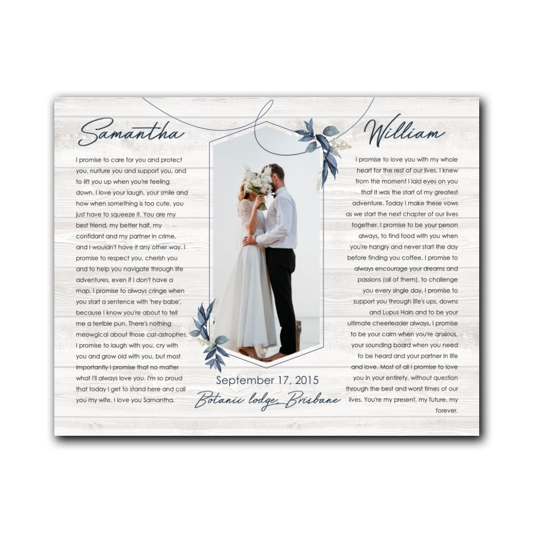 Couple Wedding Anniversary Vow Renewal Vows Personalized Canvas