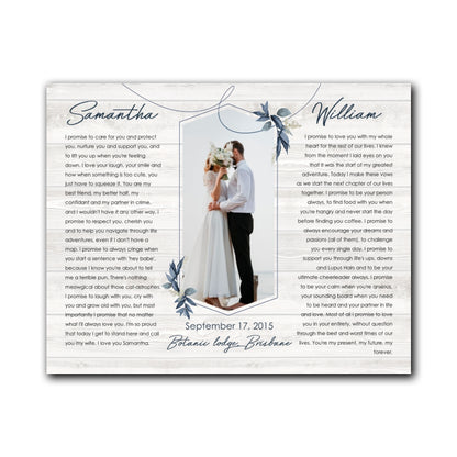 Couple Wedding Anniversary Vow Renewal Vows Personalized Canvas
