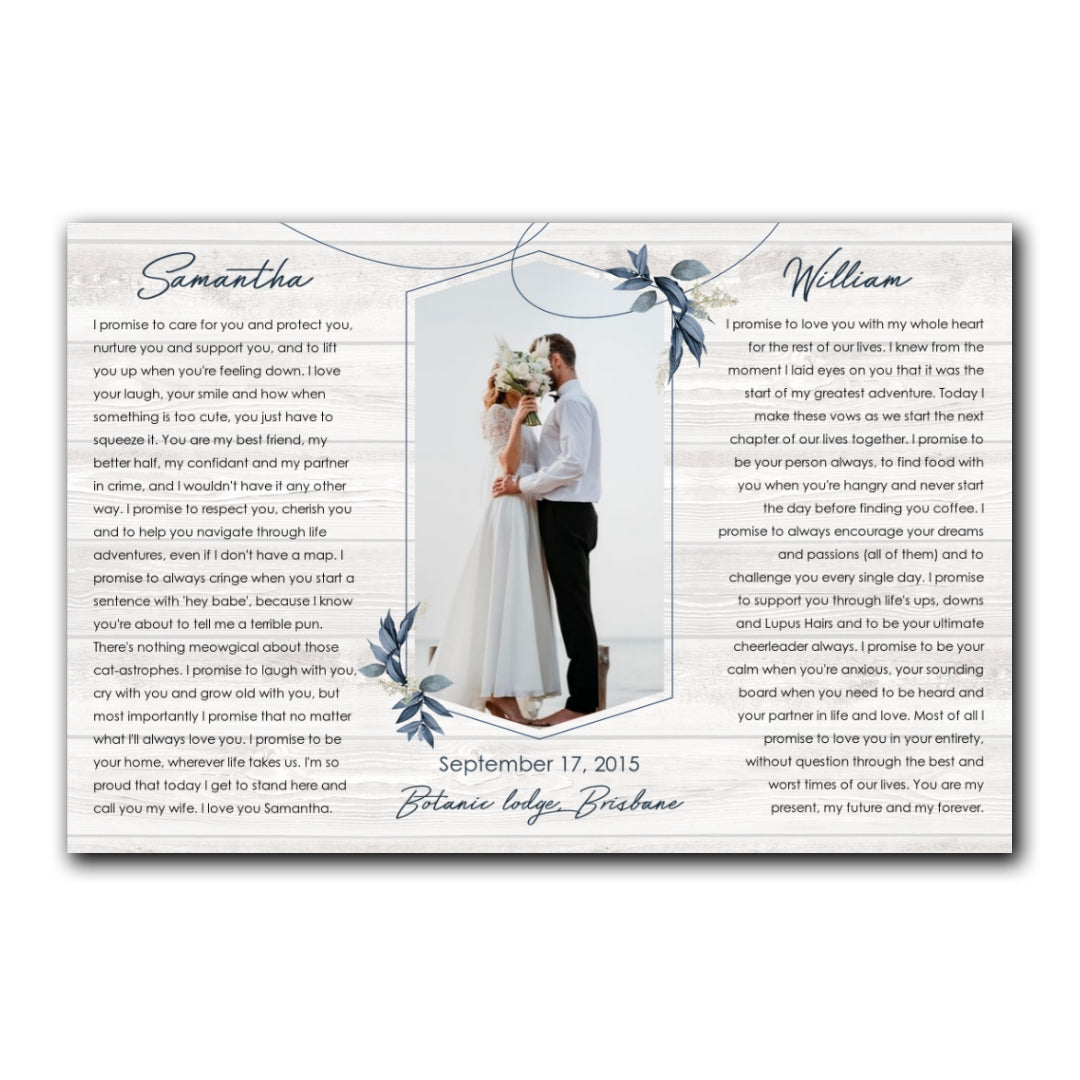 Couple Wedding Anniversary Vow Renewal Vows Personalized Canvas
