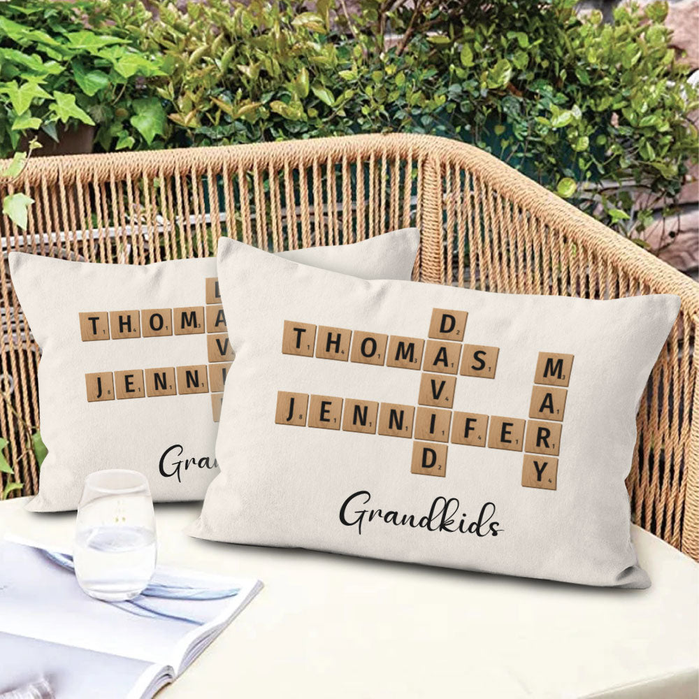 Grandkids Crossword Puzzle Pillow Personalized Gift For Grandparents