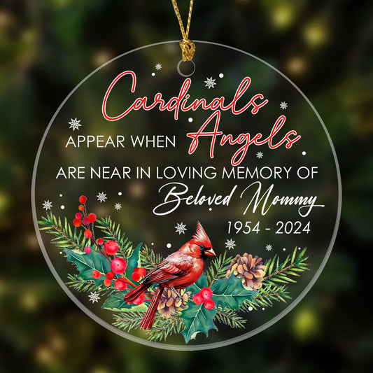 Personalized Cardinals Appear Family Memorial Gift Christmas Ornament