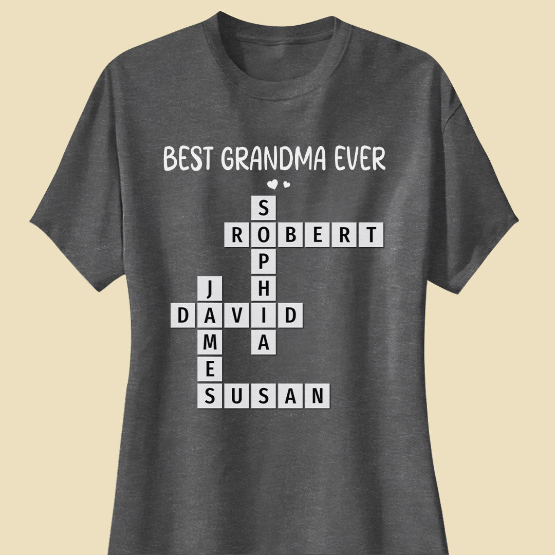 Best Grandma Ever Crossword Shirt Personalized Gift For Grandma