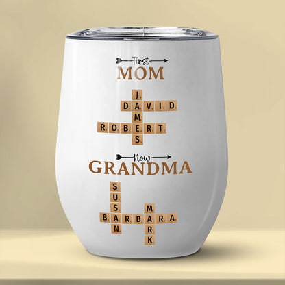 Now Grandma Crossword Puzzle Wine Tumbler Personalized Gift For Grandma