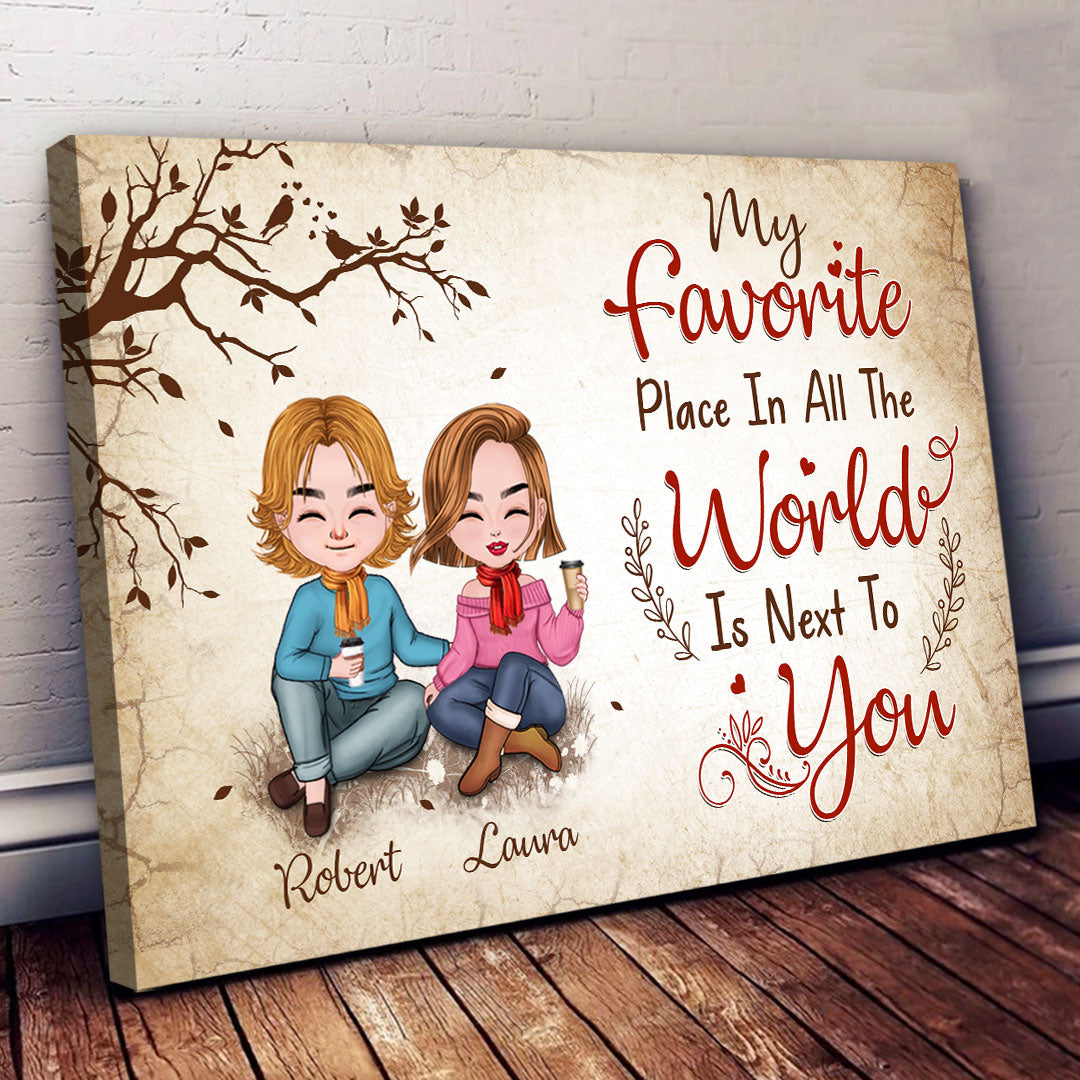 Favorite Place In The World Couple Sitting Personalized Canvas For Couple