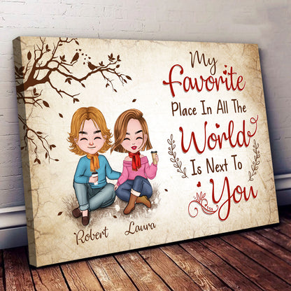 Favorite Place In The World Couple Sitting Personalized Canvas For Couple