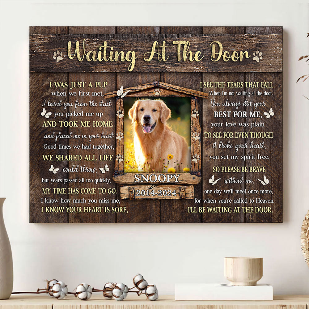 Dog Memorial Pet I'll Be Waiting At The Door Personalized Canvas