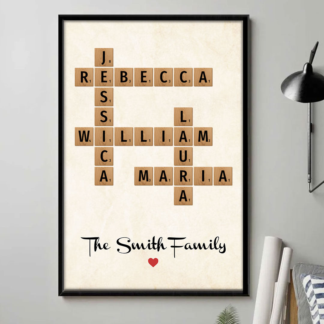 Family Names Crossword Puzzle Poster Personalized Gift For Family
