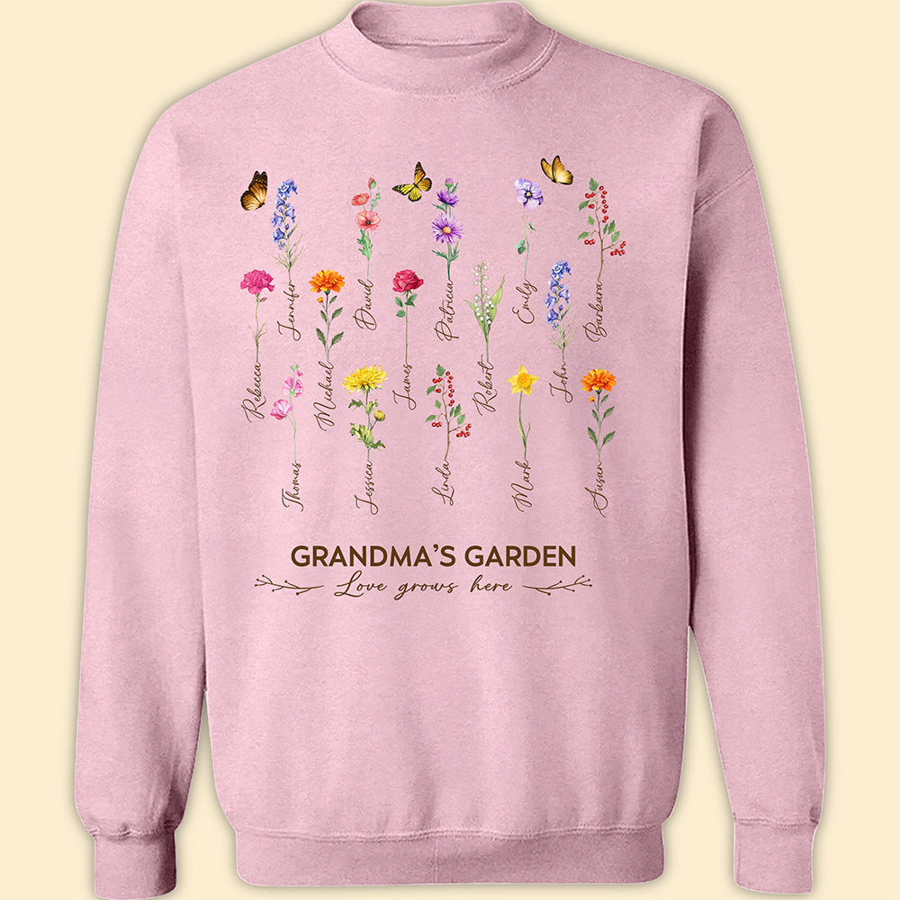 Grandma's Garden Birth Month Flower Personalized Shirt For Grandma