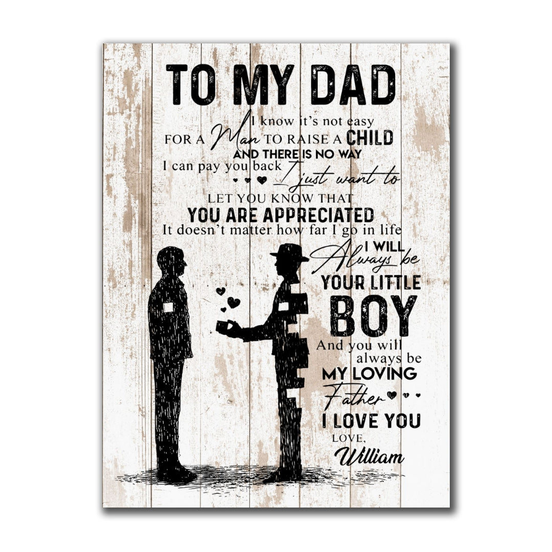 Little Boy To My Dad Canvas Personalized Gift For Dad From Son