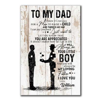 Little Boy To My Dad Canvas Personalized Gift For Dad From Son