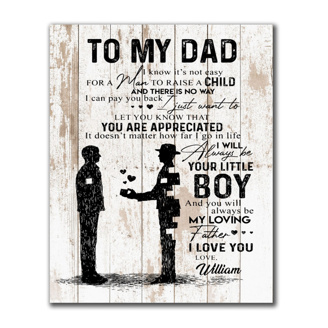 Little Boy To My Dad Canvas Personalized Gift For Dad From Son