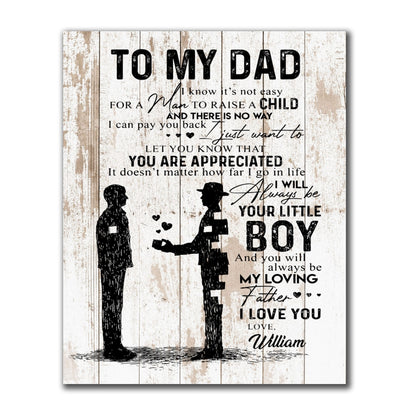Little Boy To My Dad Canvas Personalized Gift For Dad From Son