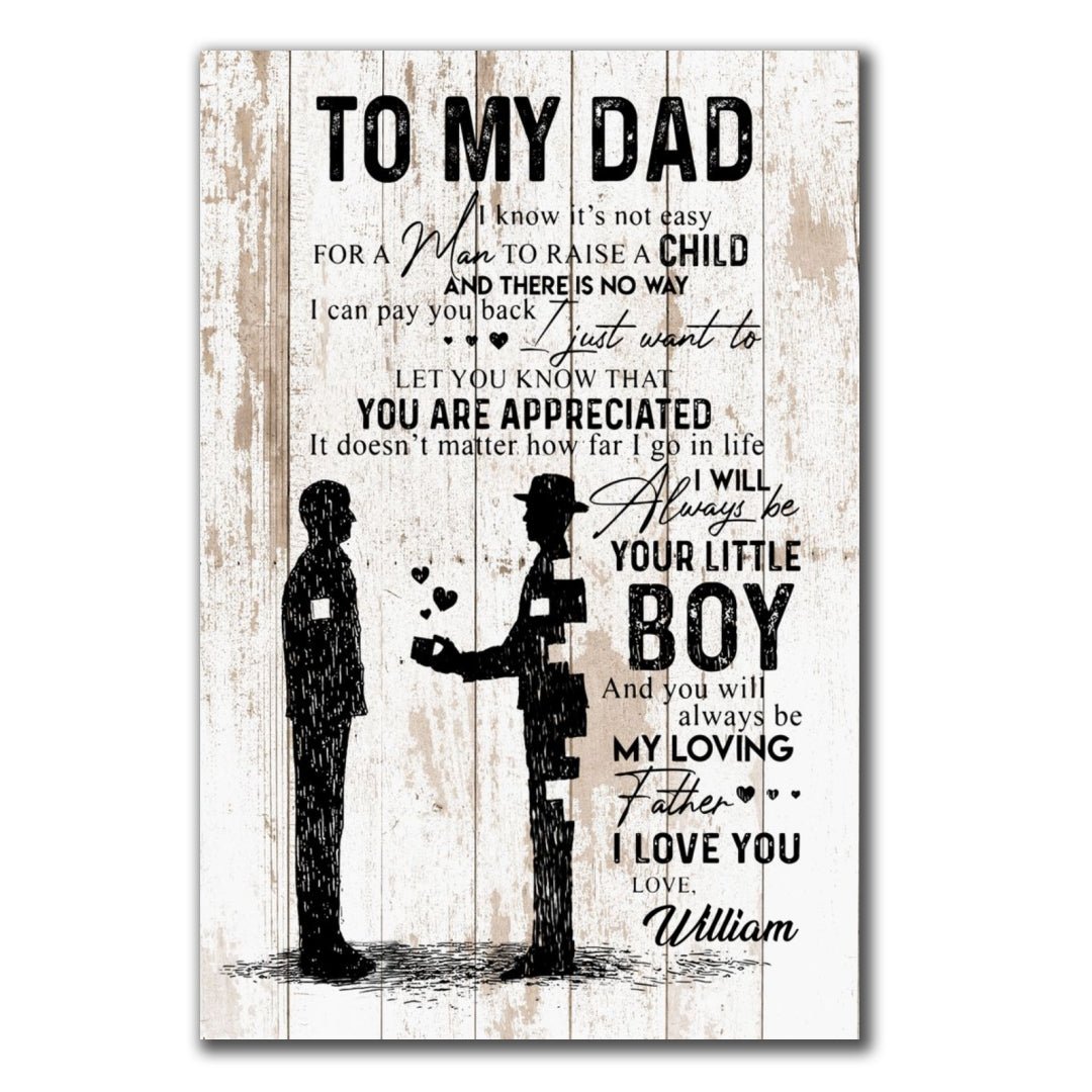 Little Boy To My Dad Canvas Personalized Gift For Dad From Son