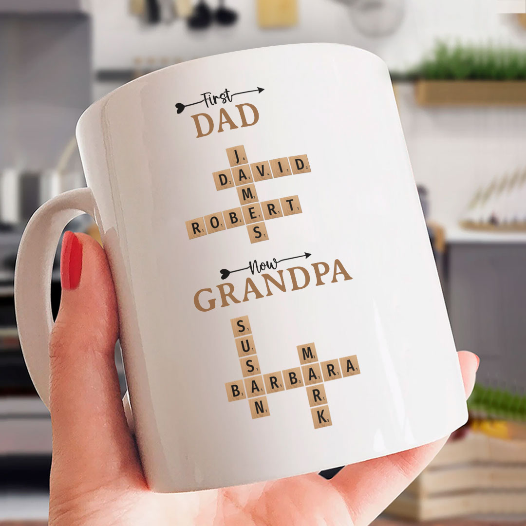 Now Grandpa Crossword Puzzle Mug Personalized Gift For Grandpa