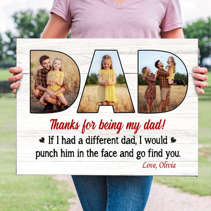 Thanks For Being My Dad Gift From Children Personalized Canvas
