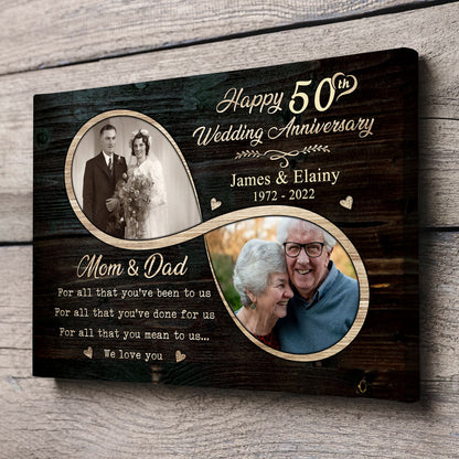 Mom Dad We Love You Personalized Canvas - Wedding Anniversary Gifts By Year For Parents