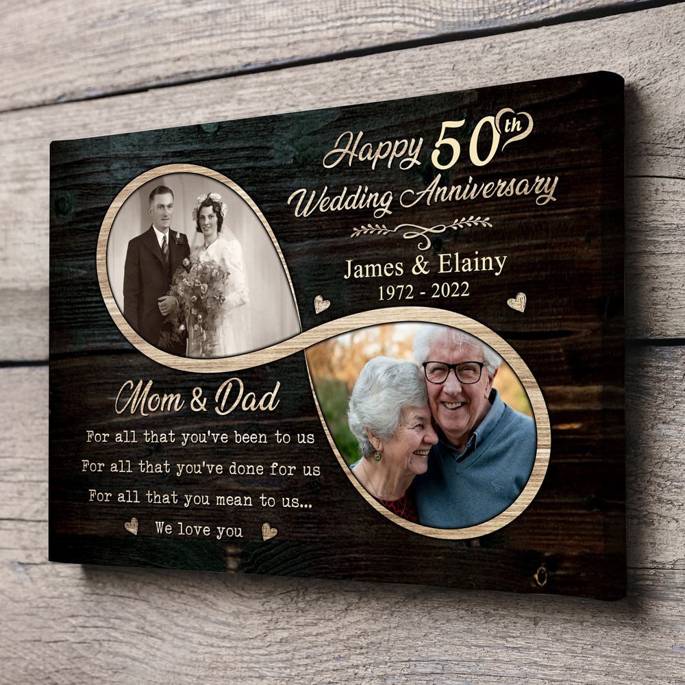 50 Year 50th Wedding Anniversary For Parents Photo Personalized Canvas